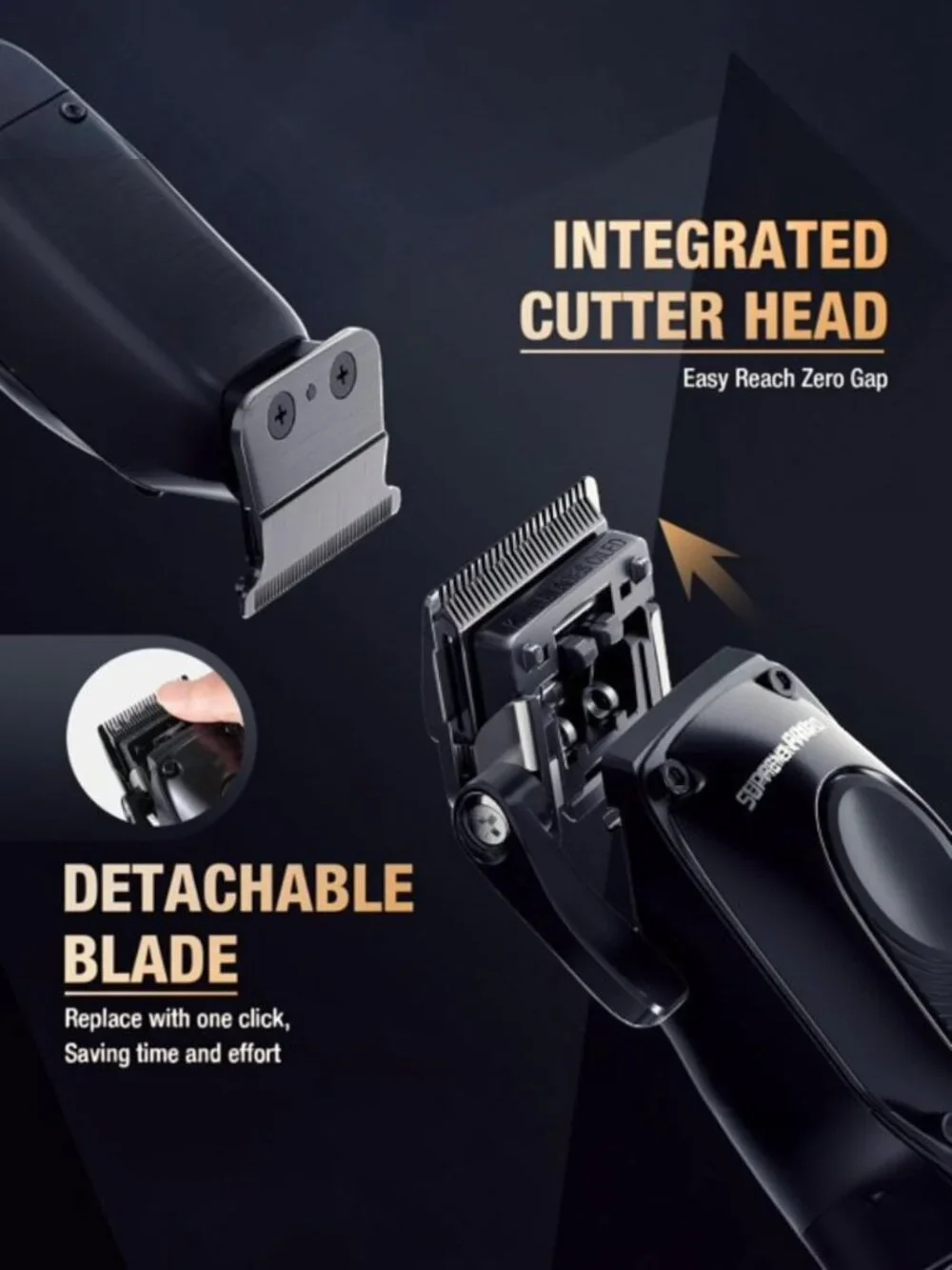 Suprent Pro Professional Cordless Hair Clipper & Trimmer Men's Barber Set Black
